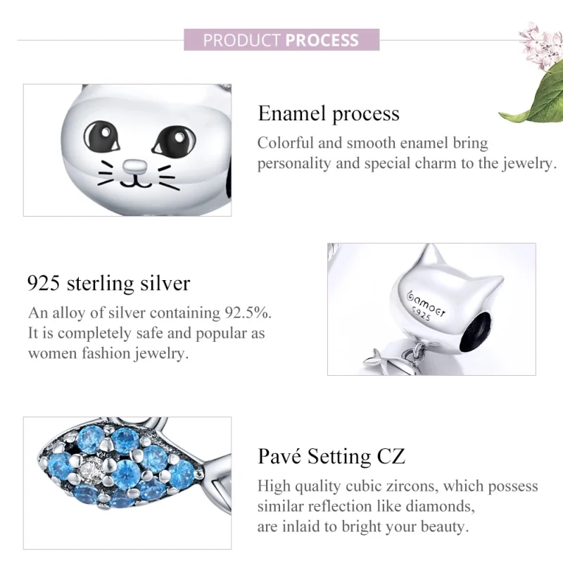 (image for) Pandora Style Silver Kitty Love Fish Charm - BSC226 - View 8