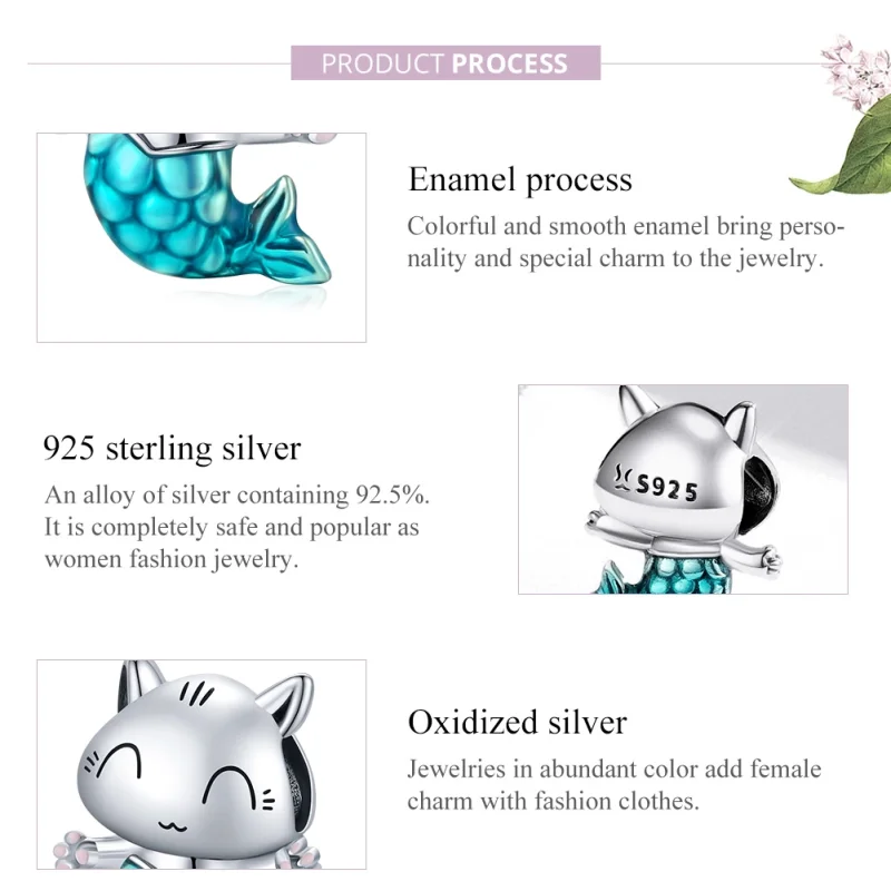 (image for) Pandora Style Silver Kitty Mermaid Charm - SCC1852 - View 6