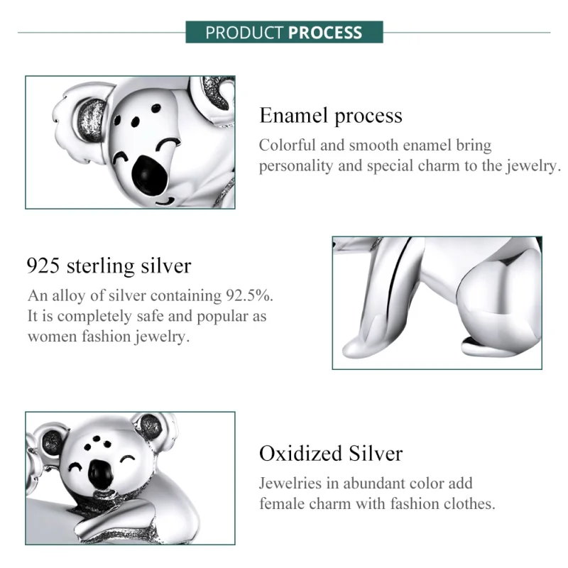 (image for) Pandora Style Silver Koala With Kid Charm - BSC260 - View 7