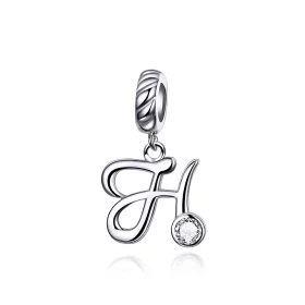 Pandora Style Silver Letter H Dangle - SCC1183-H Pandora Style Silver Letter H Dangle - SCC1183-H