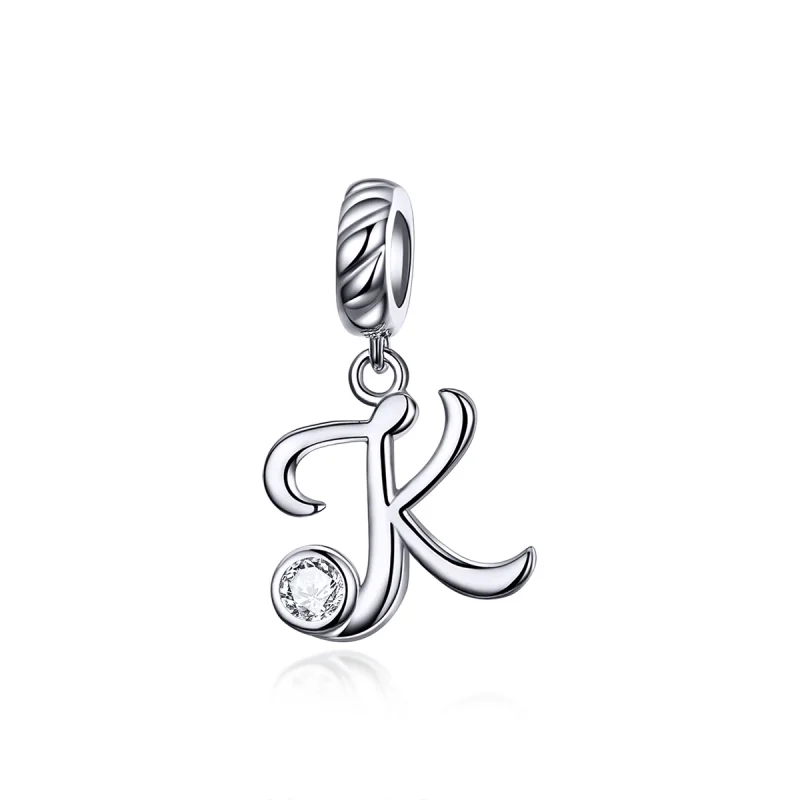 (image for) Pandora Style Silver Letter K Dangle - SCC1183-K - Product Image