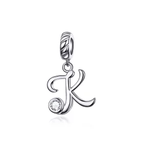 Pandora Style Silver Letter K Dangle - SCC1183-K Pandora Style Silver Letter K Dangle - SCC1183-K