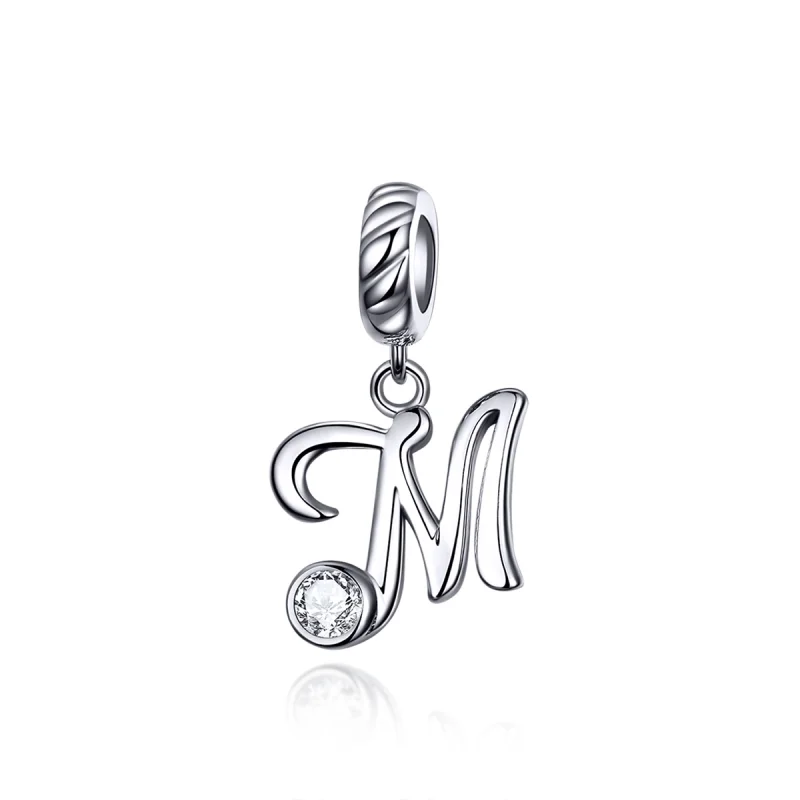 (image for) Pandora Style Silver Letter M Dangle - SCC1183-M - Product Image
