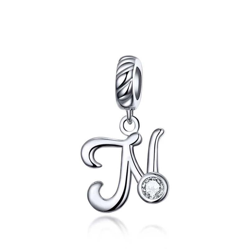 (image for) Pandora Style Silver Letter N Dangle - SCC1183-N - Product Image