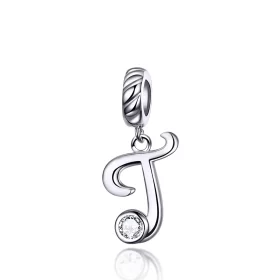 Pandora Style Silver Letter T Dangle - SCC1183-T Pandora Style Silver Letter T Dangle - SCC1183-T