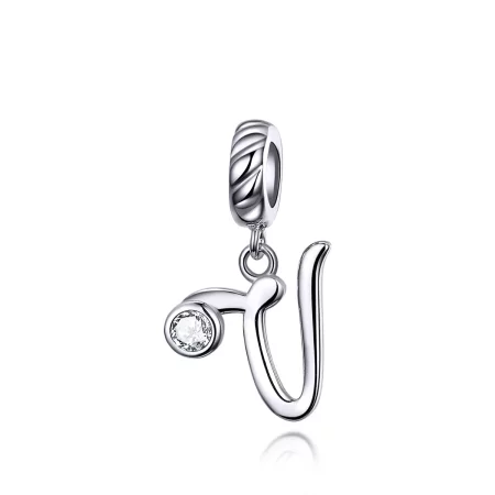 Pandora Style Silver Letter V Dangle - SCC1183-V Pandora Style Silver Letter V Dangle - SCC1183-V