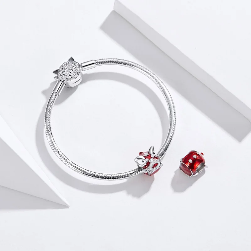 (image for) Pandora Style Silver Lion Dance Charm - BSC086 - View 3