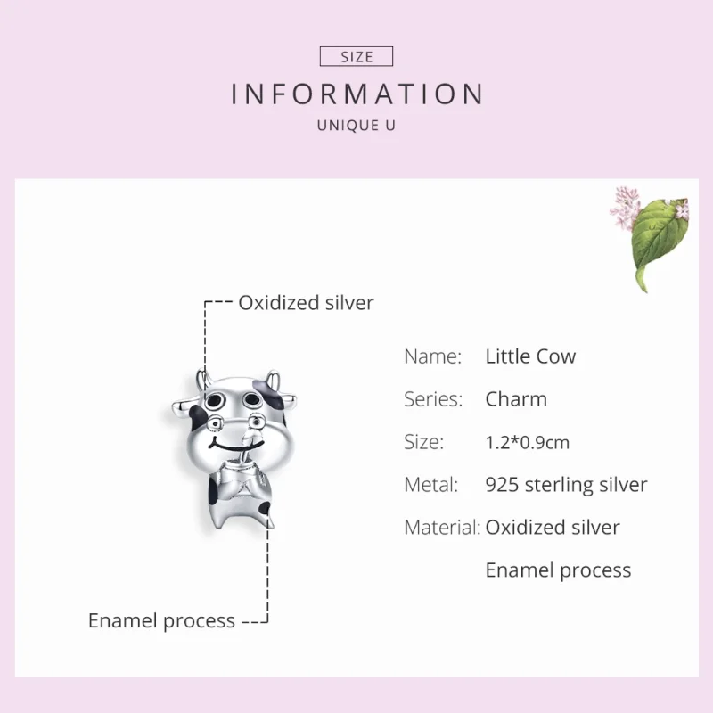 (image for) Pandora Style Silver Little Cow Charm - SCC1574 - View 7
