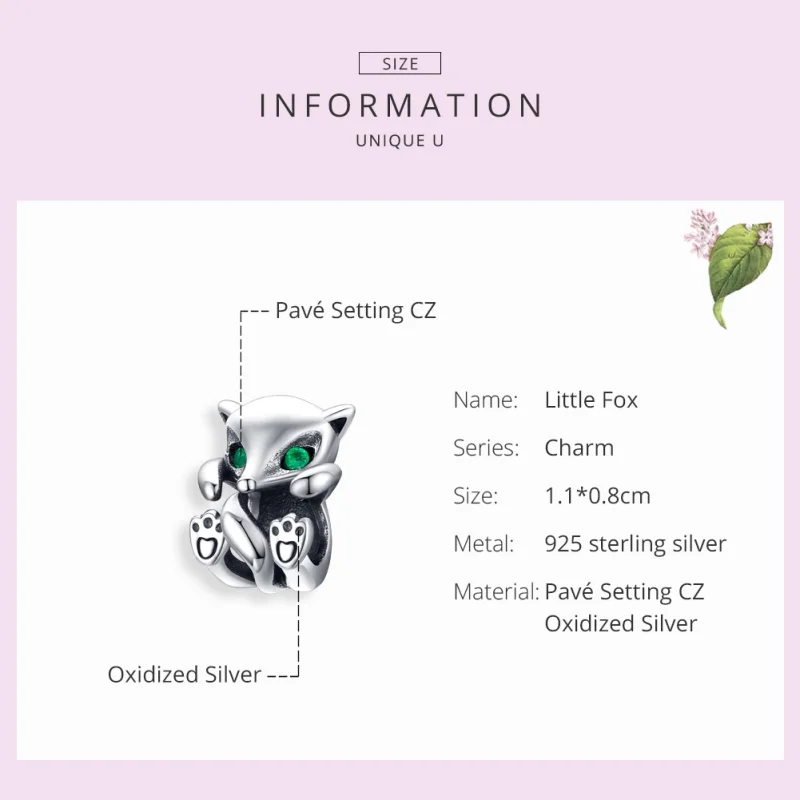 (image for) Pandora Style Silver Little Fox Charm - SCC1290 - View 2