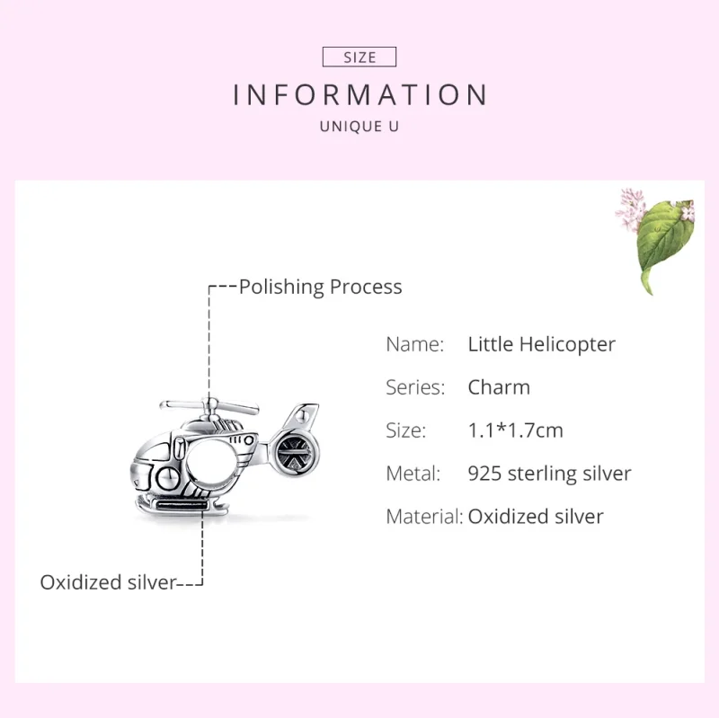 (image for) Pandora Style Silver Little Helicopter Charm - SCC1699 - View 6