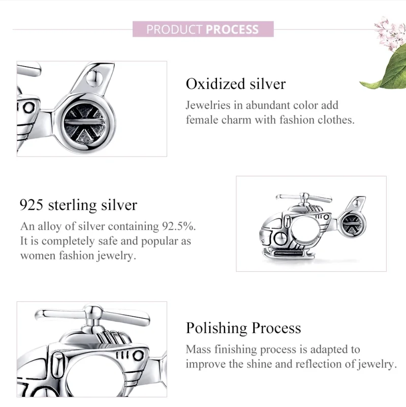 (image for) Pandora Style Silver Little Helicopter Charm - SCC1699 - View 7