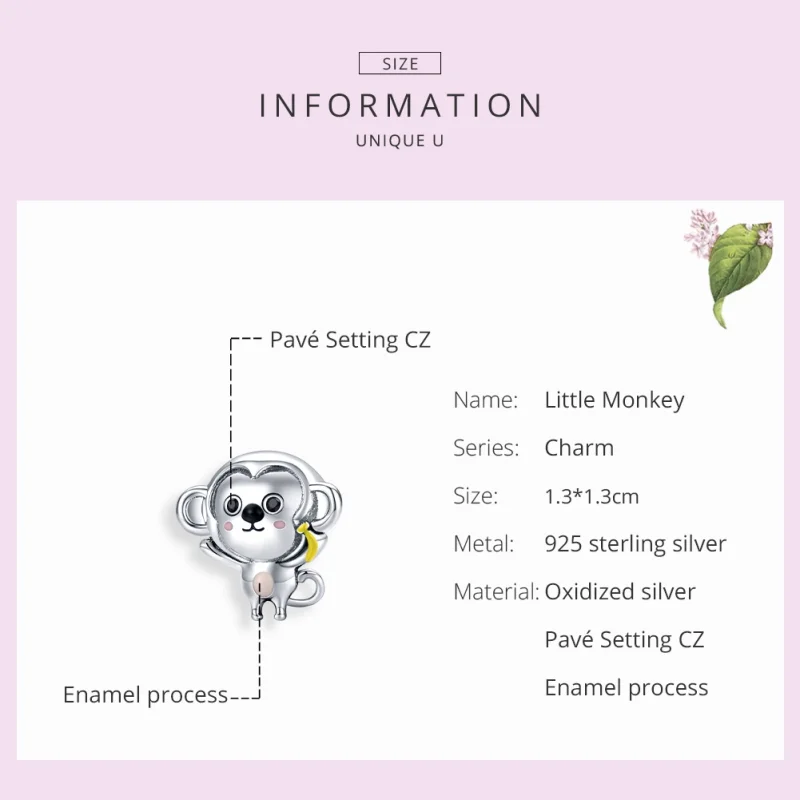 (image for) Pandora Style Silver Little Monkey Charm - SCC1575 - View 7