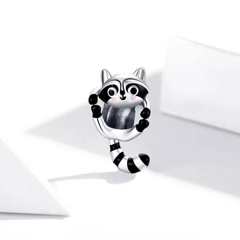 (image for) Pandora Style Silver Little Raccoon Charm - BSC403 - View 2