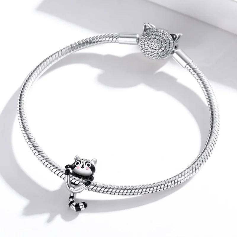 (image for) Pandora Style Silver Little Raccoon Charm - BSC403 - View 3