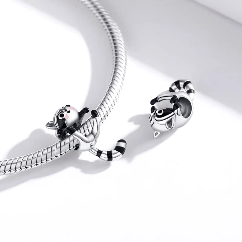 (image for) Pandora Style Silver Little Raccoon Charm - BSC403 - View 4