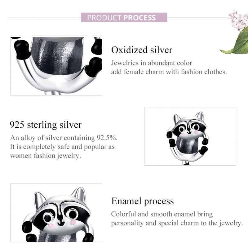 (image for) Pandora Style Silver Little Raccoon Charm - BSC403 - View 8