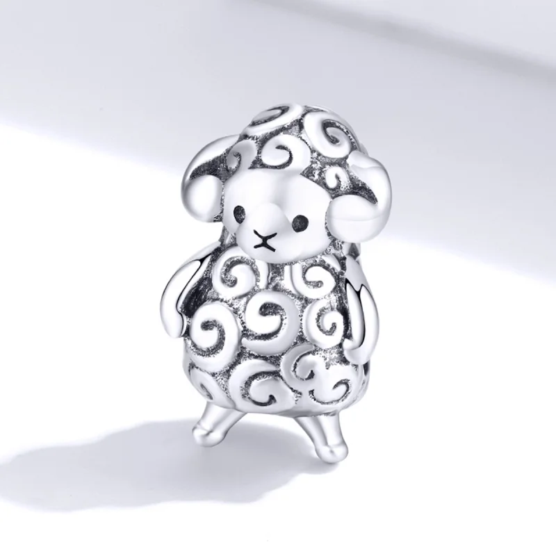(image for) Pandora Style Silver Little Sheep Charm - BSC187 - View 2