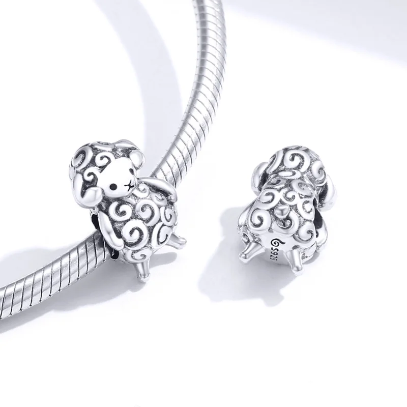 (image for) Pandora Style Silver Little Sheep Charm - BSC187 - View 4