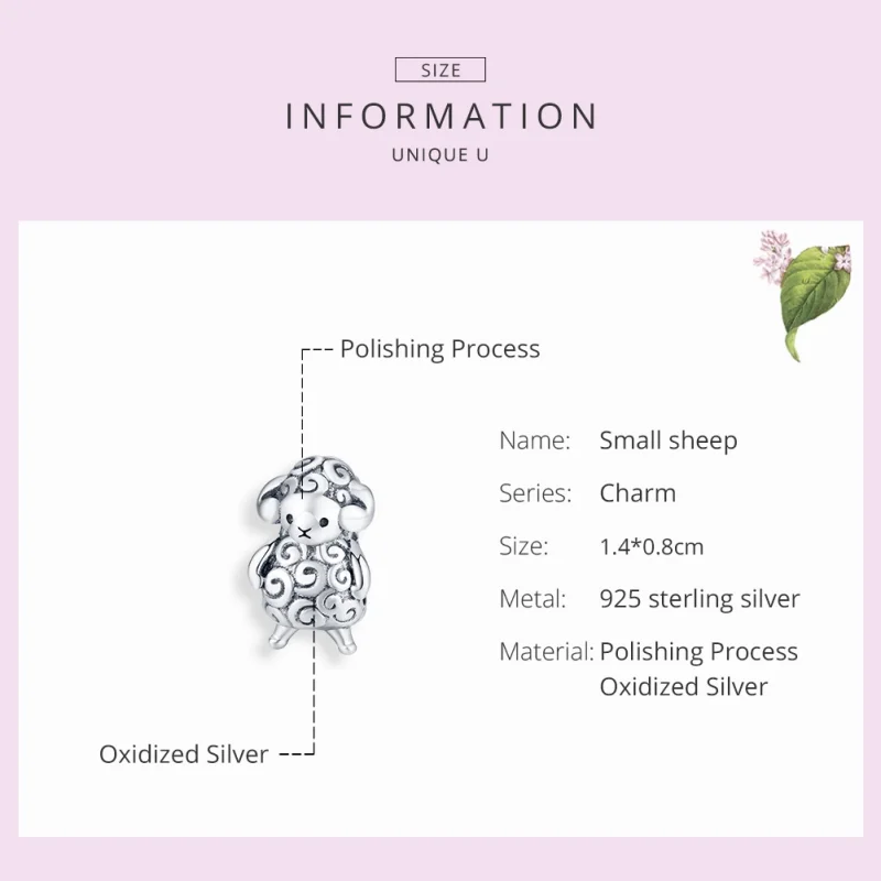 (image for) Pandora Style Silver Little Sheep Charm - BSC187 - View 7