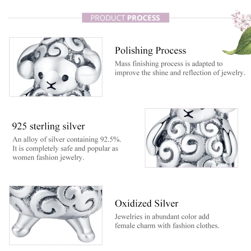 (image for) Pandora Style Silver Little Sheep Charm - BSC187 - View 8