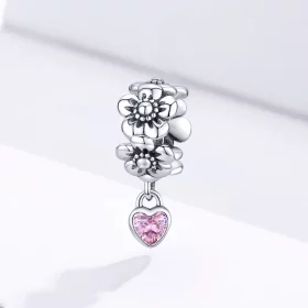 Pandora Style Silver Love Flower Charm - SCC1485 Pandora Style Silver Love Flower Charm - SCC1485