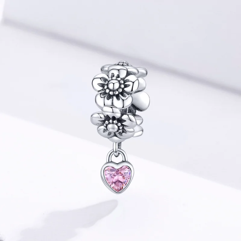 (image for) Pandora Style Silver Love Flower Charm - SCC1485 - View 2