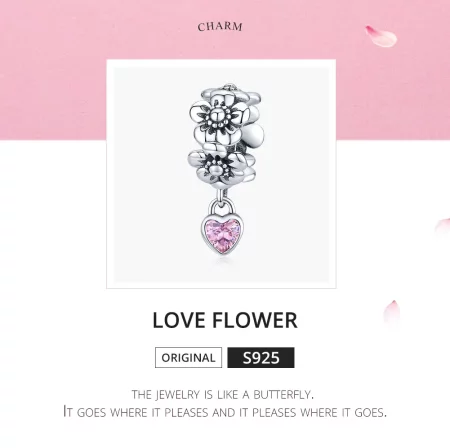 Pandora Style Silver Love Flower Charm - SCC1485