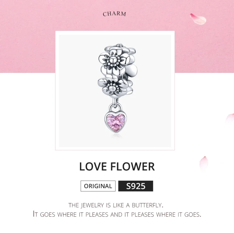 (image for) Pandora Style Silver Love Flower Charm - SCC1485 - View 5