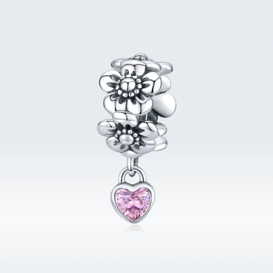 Pandora Style Silver Love Flower Charm - SCC1485