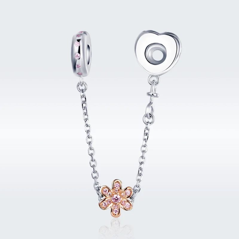 (image for) Pandora Style Silver Love Flower Safety Chain - SCC1113 - View 3