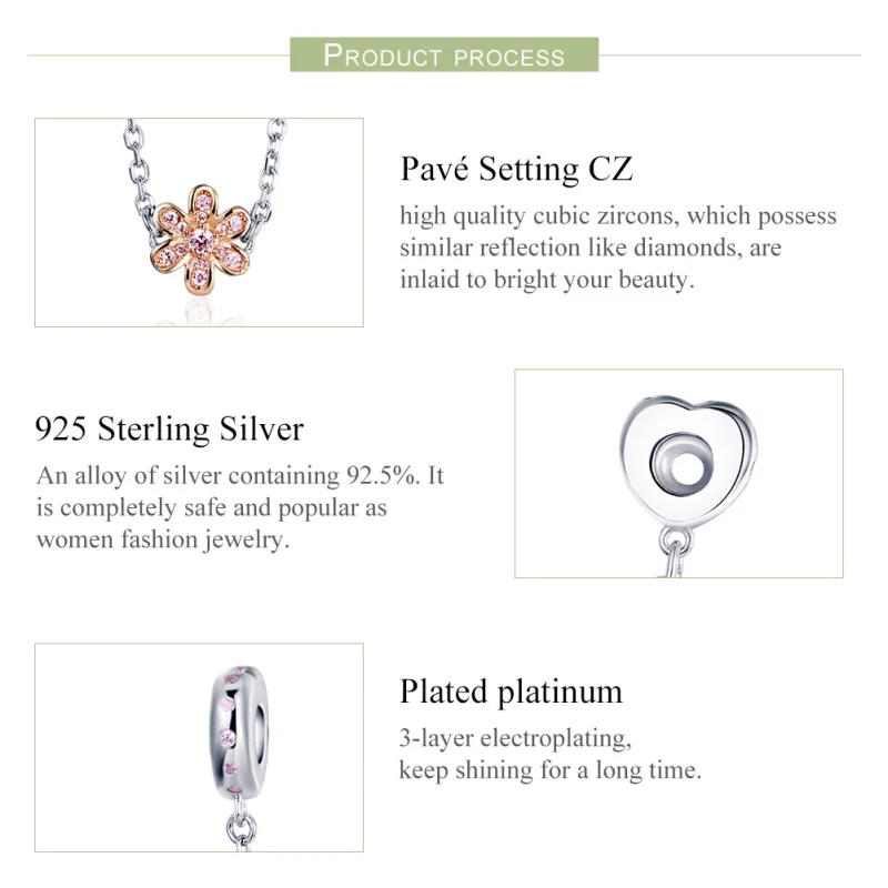 (image for) Pandora Style Silver Love Flower Safety Chain - SCC1113 - View 4