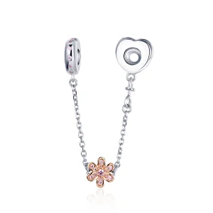 (image for) Pandora Style Silver Love Flower Safety Chain - SCC1113