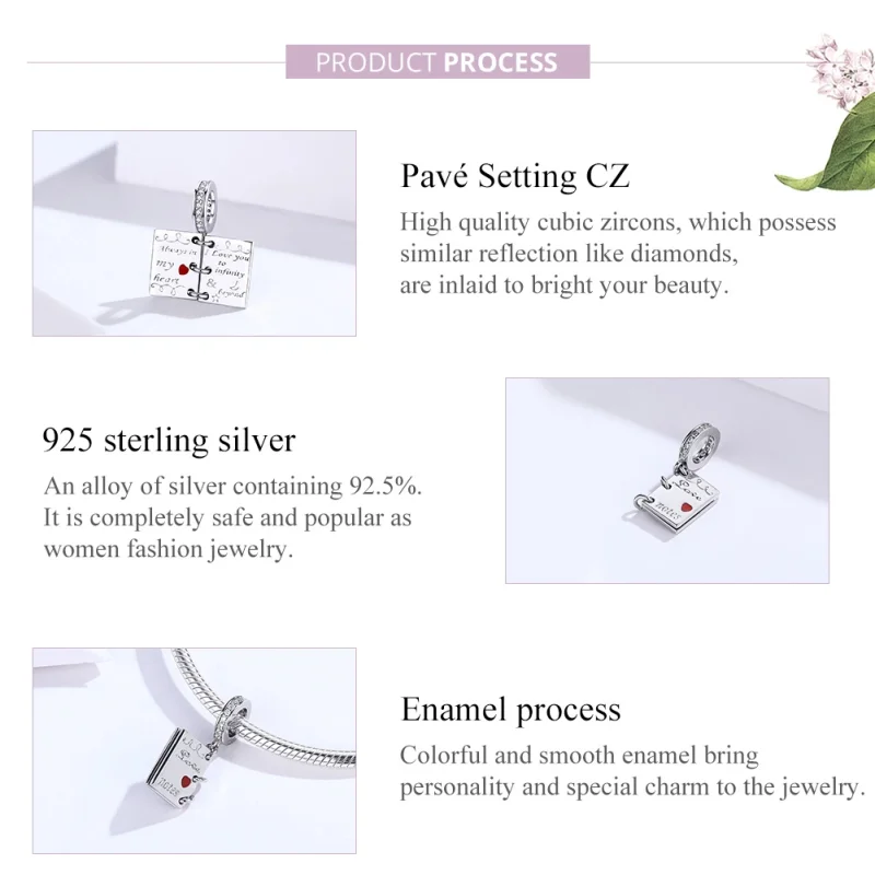 (image for) Pandora Style Silver Love Letter Dangle - SCC1262 - View 2