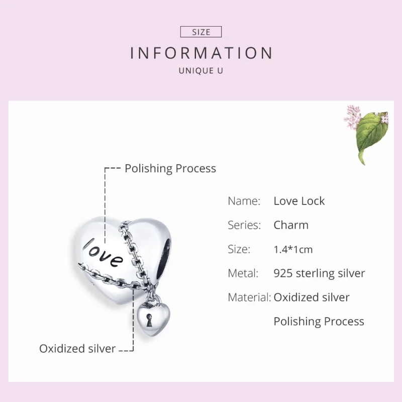 (image for) Pandora Style Silver Love Lock Charm - SCC1553 - View 7