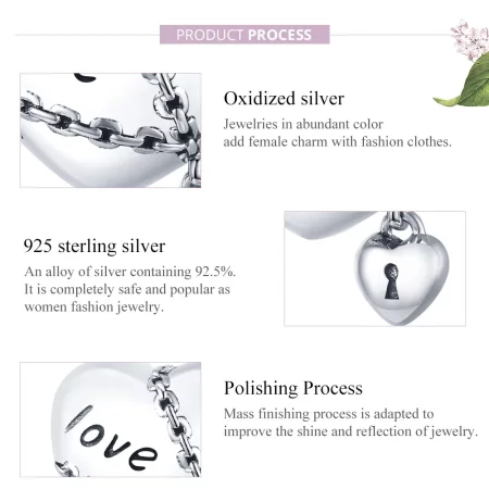 Pandora Style Silver Love Lock Charm - SCC1553