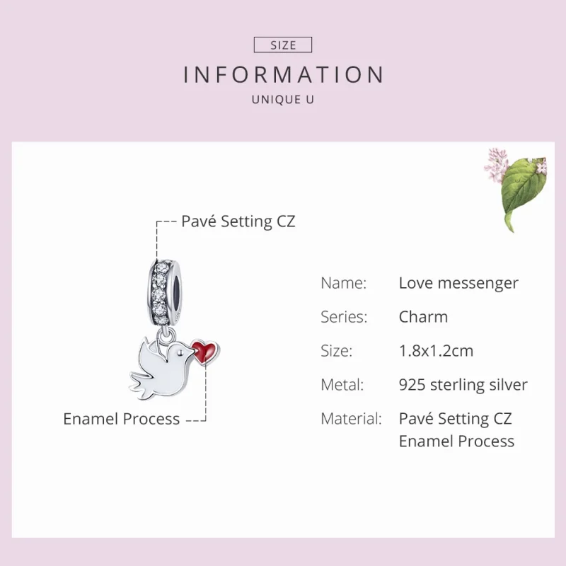 (image for) Pandora Style Silver Love Messenger Dangle - SCC1227 - View 2