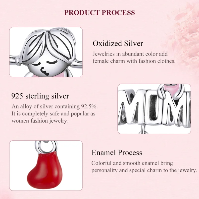 (image for) Pandora Style Silver Love Mom Charm - SCC1461 - View 7