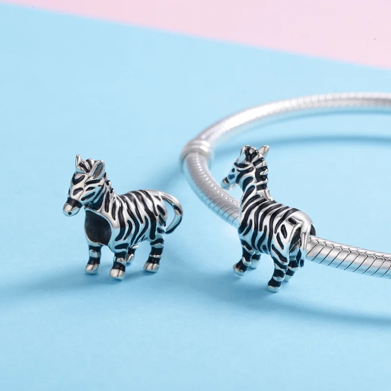 (image for) Pandora Style Silver Lovely Animal Zebra Charm - SCC550 - View 5
