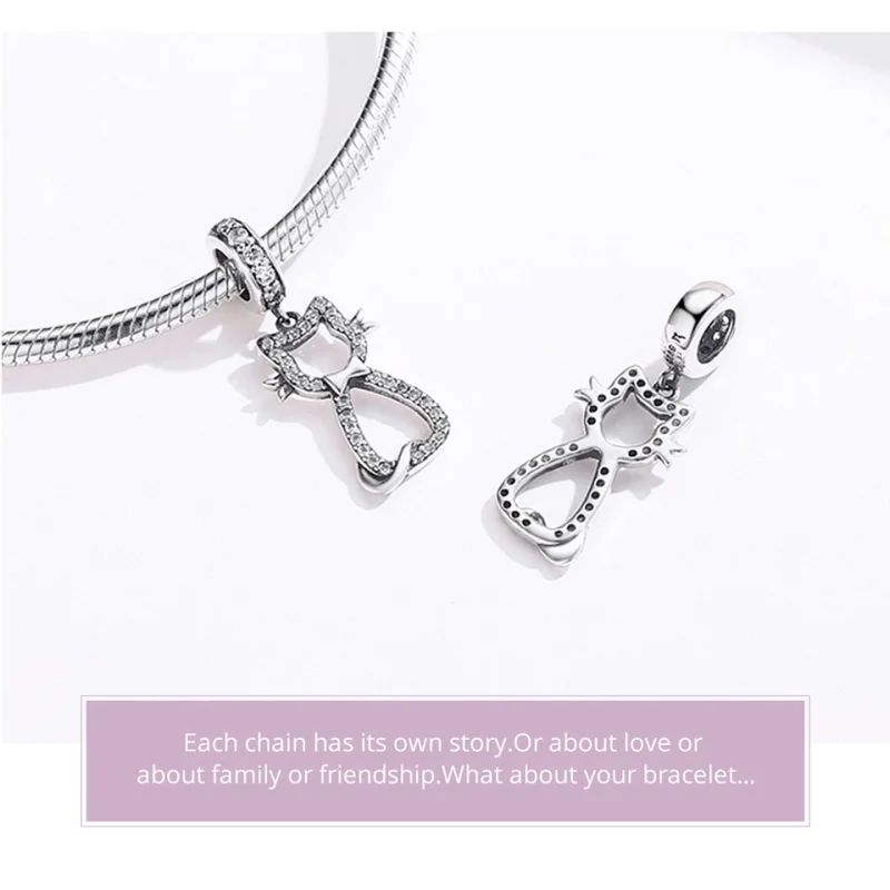 (image for) Pandora Style Silver Lovely Cat Dangle - SCC1162 - View 5