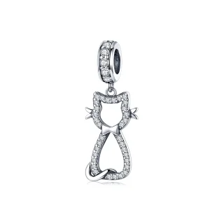 (image for) Pandora Style Silver Lovely Cat Dangle - SCC1162