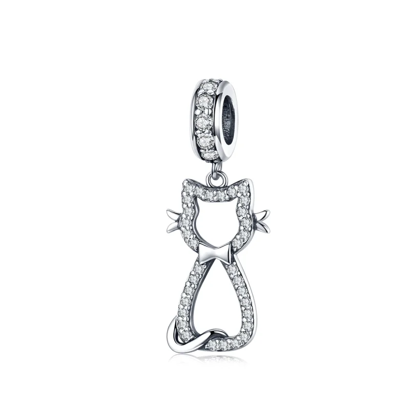 (image for) Pandora Style Silver Lovely Cat Dangle - SCC1162 - Product Image