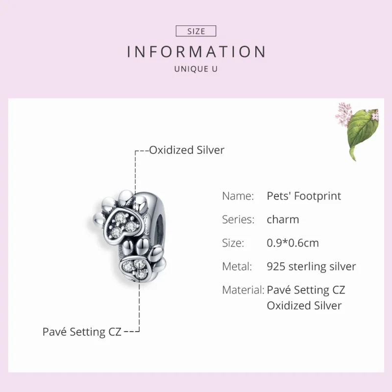 (image for) Pandora Style Silver Lovely Cat Paw Spacer - SCC1312 - View 4