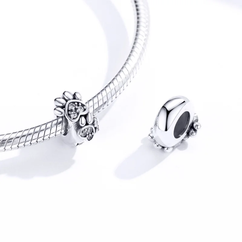 (image for) Pandora Style Silver Lovely Cat Paw Spacer - SCC1312 - View 5