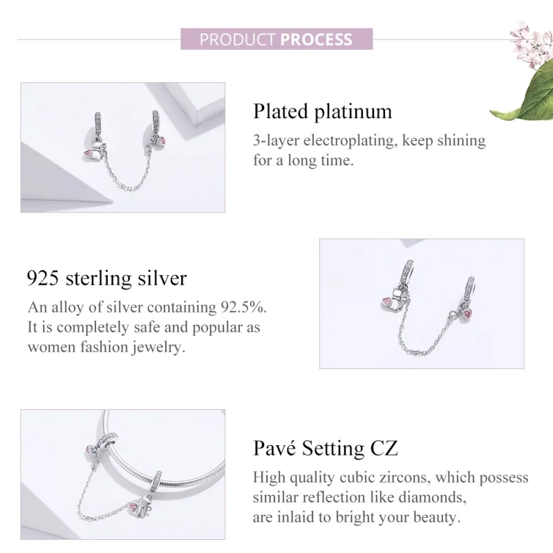 (image for) Pandora Style Silver Lovely Cat Safety Chain - SCC1233 - View 2