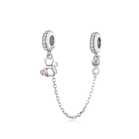 Pandora Style Silver Lovely Cat Safety Chain - SCC1233 Pandora Style Silver Lovely Cat Safety Chain - SCC1233