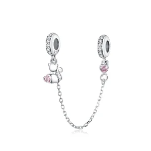 (image for) Pandora Style Silver Lovely Cat Safety Chain - SCC1233