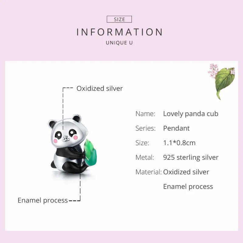 (image for) Pandora Style Silver Lovely Panda Cub Charm - SCC1832 - View 7