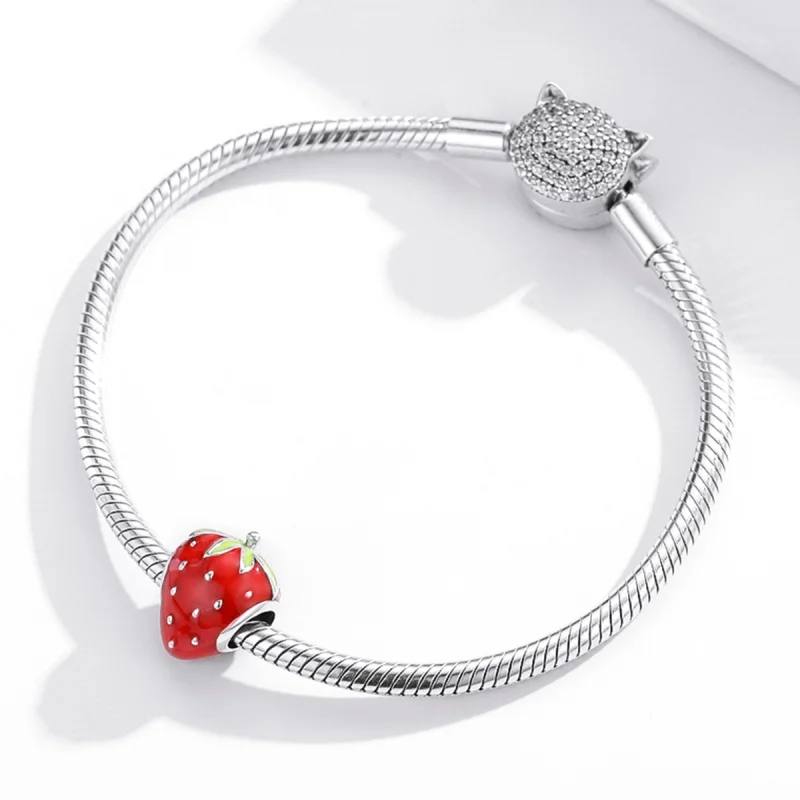 (image for) Pandora Style Silver Lovely Strawberry Charm - SCC1839 - View 3