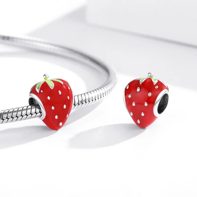 (image for) Pandora Style Silver Lovely Strawberry Charm - SCC1839 - View 4