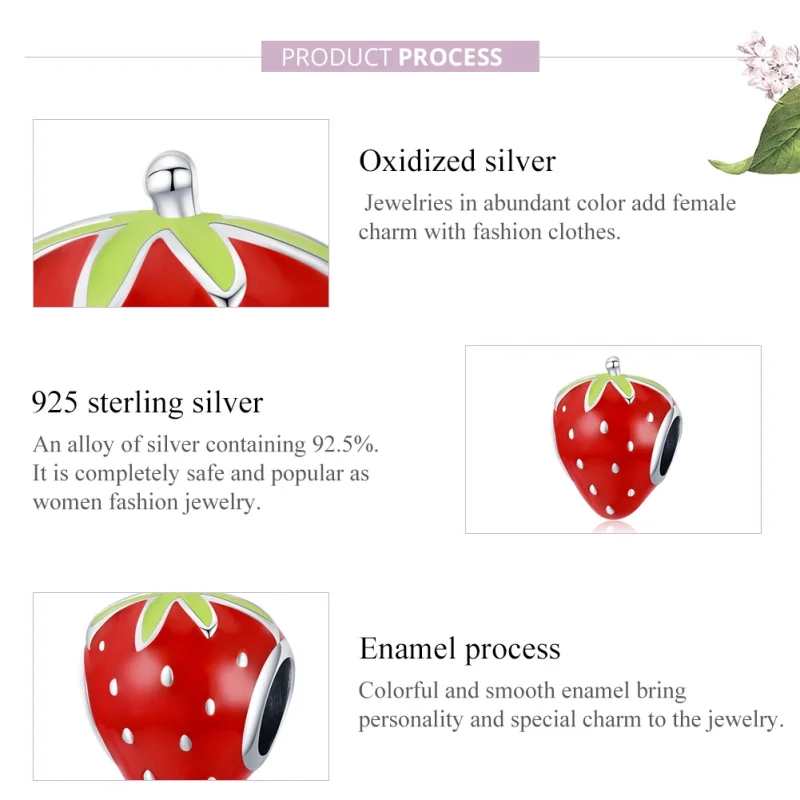 (image for) Pandora Style Silver Lovely Strawberry Charm - SCC1839 - View 8